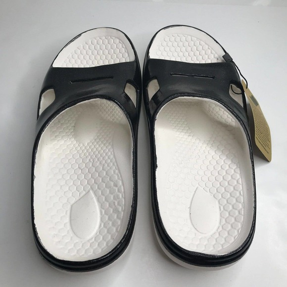 Spenco Fusion 2 Pearlized Slide Womens 10 Mens 9 Black Recovery Sandal Arch - Picture 5 of 8